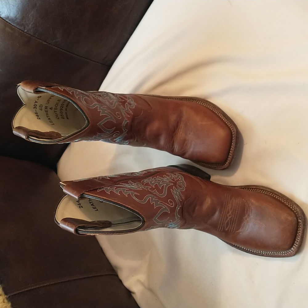 Leather Cowboy Boots-Size 4D